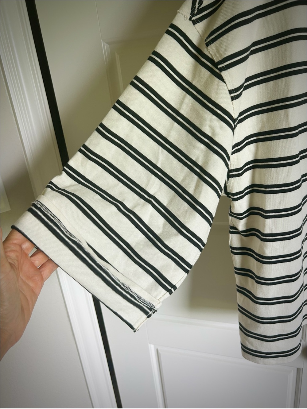 Free People We The Free C'est La Vie Striped T Shirt Top Cotton Black White M - Picture 4 of 15